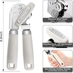 Beneno Heavy Duty Hand Can Opener Manual with Magnet, Durable Sharp Carbon Steel Blade Smooth Cutting, Big Effort-Saving Knob & Soft Grip Handle, Multifunctional Kitchen Tool with Bottle Opener, Beige