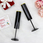24 Pack Champagne Flute Acrylic 5.4 Oz Black Champagne Flutes Gold Rim Disposable Champagne Glasses Wedding Toasting Glasses Reusable Square Stemmed Wine Glasses for Wedding Christmas Halloween