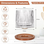 Rotatable Old Fashioned Glass Cup, 10oz/275ml Crystal Whiskey Glass, Wood Coaster, Thickening, Used as Rum Glass, Cocktail Cup, Coffee, Milk to Relax and Reduce Stress, Ideal Gift, Christmas gifts