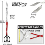 BBQCroc 3-in-1 Barbecue Tool 26-inch Extra Light and Super Long Heavy Duty Tongs, Spatula and Grill Scraper (Red) – Longest BBQ Tool Ever!