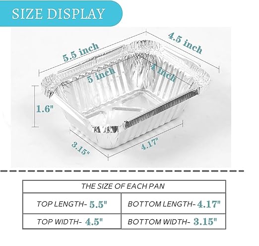 1 Lb Small Aluminum Pans with Lids(40 Pack - 5"×4") Tin Foil Pans Disposable Cookware- Cardboard Lids, for Cooking Baking Party Meal,Takeout Trays - To Go Disposable Food Container