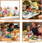 Wheat Straw Dinnerware Sets, 20 PCS Service for 4, Dishwasher & Microwave Safe Kids Plates and Bowls Sets, Unbreakable Lightweight Outdoor Camping Dishes - Multicolor