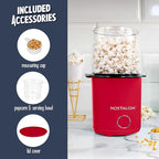 Nostalgia 8-Cup Hot Air Popcorn Maker & Bowl - 2-In-1 Bowl & Lid, 2 oz Measuring Cup - Oil-Free Pop Corn for Movie Night, Snacks, Birthday Parties, and More - Red