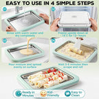 Rolled Ice Cream Maker with Quick Start Guide - DIY Instant Ice Cream Tray Kit, Includes 2 Scrapers for Manual Homemade Ice Cream Rolls, Frozen Yogurt, Sorbets & Slushies, No Electricity Needed（green）
