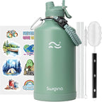 Swigina [2-IN-1 LID] Gallon Insulated Water Bottle with Silicone Boot (48hrs Cold/24hrs Hot) - DIY Stickers, Leakproof, BPA Free, 128 oz
