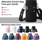 DYSANKY Insulated Water Bottle | Thickened Stainless Steel Vacuum Metal | Portable Sports Water Jug for Gym and Hiking with Straw, Carrier Bag, Handle Strap | BPA-Free 32 oz