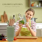Kitchen Knife Set, Retrosohoo 6-Pieces Green Sharp Knife Set for Kitchen, Non-stick Non-slip Stainless Steel Chef Knife Set with Universal Knife Block Suitable for Home Restaurant (Green)