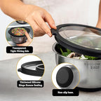 Mixing Bowls with Lids Set - Non-Slip, Airtight Warp-Proof TPR-AS Lids, Thicker Stainless Steel Bowls, Measurement Lines & 3 Graters, Prep Meal Bowl, Black Nesting Bowl for Kitchen, 5/3/2/1.5/0.63QT