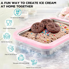 Rolled Ice Cream Maker with Quick Start Guide - DIY Instant Ice Cream Tray Kit, Includes 2 Scrapers for Manual Homemade Ice Cream Rolls, Frozen Yogurt, Sorbets & Slushies, No Electricity Needed（pink）