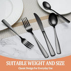 40 Pcs Black Silverware Set, Stainless Steel Flatware Set for 8, Food-Grade Cutlery Set, Mirror Polished Tableware Eating Utensils Set for Home Kitchen, Include Knife Fork Spoon Set, Dishwasher Safe