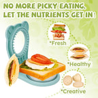 LEPCY Uncrustables Sandwich Maker Sealer Cutter, Crustless Sandwich Cutter, PB&J Uncrustable Maker - Green Square Shape + Blue Round Shape