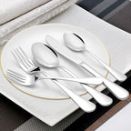 NICE KITCHEN 60 Piece Silverware Set for 12, Premium Stainless Steel Flatware Set, Eating Utensil Sets with Steak knives, Cutlery Tableware Service Include Fork Knife Spoon Set, Mirror Polished