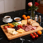 Bamboo Cutting Board, 1" Thick Heavy Duty Wood Chopping Board for Kitchen, Built-in Deep Juice Groove and Handles, Reversible Charcuterie Board for Meat BBQ, Gift for Housewarming, 17x12''