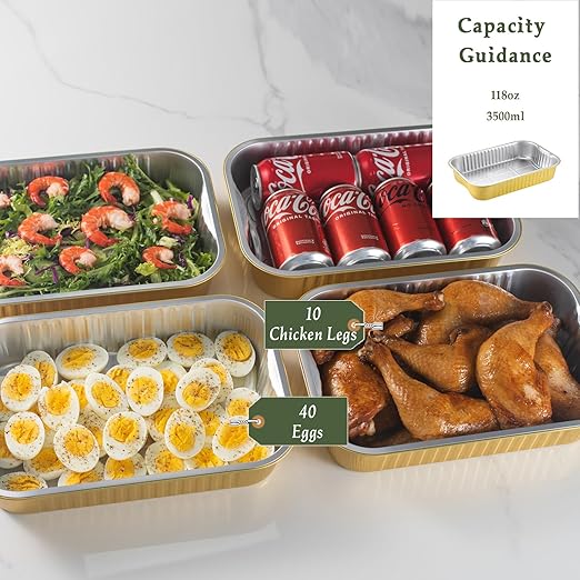 13" x 8.8" Heavy-Duty Aluminum Foil Pans with Lids & Handles, 118oz, 5 Pack – Extra-Thick Disposable Foil Containers for Oven, Baking, Freezer & Food Storage
