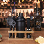 JNWINOG Cocktail Shaker Set Stainless Steel Bartending Kit 18.6oz Cocktail Bar Set Cocktail Mix Drink Making Kit Professional Bar and Home Drink Bar Tools for Bartender (Matte Black, 9Pcs)
