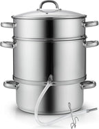 Cooks Standard Canning Juice Steamer Extractor Fruit Vegetables for Making Jelly, Sauces, 11-Quart Stainless Steel Multipot with Glass Lid, Clamp, 2-Pcs Hose