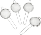 Honbay 4PCS 3.15 Inch Small Tea Strainers Mini Cocktail Strainer Stainless Steel Fine Mesh Strainer Colander Bar Strainer Tool Food Flour Egg White Loose Tea Strainer with Handle