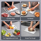 Titanium Cutting Boards,100% Pure Titanium Kitchen Cutting Board, Double-Sided Non-Toxic Cutting Board, Ideal for Slicing and Dicing Meats, Features Handle, Dishwasher Safe,16"L*10"W
