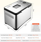 VEVOR Bread Maker, 19-in-1 2LB Dough Machine, Nonstick Ceramic Pan Automatic Breadmaker with Gluten Free Setting, Whole Wheat Bread Making, Digital, Programmable, 3 Loaf Sizes, 3 Crust Colors