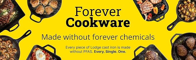 Lodge Seasoned Cast Iron Skillet - PFAS-Free, Non-Toxic Cookware - Use with an Oven, Stove, Grill, or Campfire - Naturally Non-Stick & Oven Safe - 12 Inches