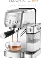 MAttinata CM1632 Cappuccino Machine 20 Bar, Professional Espresso Machines Coffee Maker for Home with Automatic Milk Frothering System, Barista Compact Latte Maker for Coffee Lovers, Stainless Steel