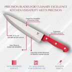 Moss & Stone 14 Pcs Knife Block Set Stainless Steel, Premium Forged Kitchen Knives Set with High-Carbon Blades, Ergonomic Handle, Sharp Blade, Rust Resistant, Modern Style for Home & Chef, Red