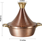 Moroccan Tagine Cooking Pot: 304 Stainless Steel Tagine Pot with 2 Handles,Large Slow Cooker Casserole with Cone-Shaped Lid, Non Stick Moroccan Pots for Cooking,29cm (Gold)