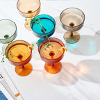 Khen Shatterproof Acrylic Ribbed Vintage Art Deco Martini, Champagne & Cocktail Muted Color Plastic Coupe Glasses | Set of 6 | 8 oz Ripple Glassware Classic Cocktail Indoor & Outdoor, European Style