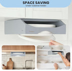 10-inch Paper Plate Dispenser Under Cabinet, Bamboo Paper Plate Holders, Kitchen Counter Vertical Plate Dispensers Holders Countertop Caddy (For 10-inch Plates,Gray)
