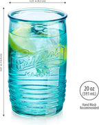 Glaver's Set Of 4 Original Mason Collins Glasses Assorted Colored Drinking Glasses For Juice, Cocktails, Beverage Glass Cups, Hand Wash-In Cold Water (Original Mason Colored 20 OZ)