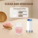 Gravity Electric Salt And Pepper Grinder Set, Automatic Salt And Pepper Grinder Set, Battery Powered (6 AAA Batteries Each), Adjustable Roughness, LED Light, 2 Pack, (Black+White)