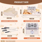 Electric Smores Maker - Indoor Smores Kit with 4 Detachable Trays, 4 Stainless Steel Forks - Flameless Smores Maker Tabletop Indoor Kit (White)