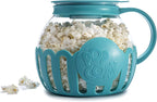 Ecolution Patented Micro-Pop Microwave Popcorn Popper with Temperature Safe Glass, 3-in-1 Lid Measures Kernels and Melts Butter, Made Without BPA, Dishwasher Safe, 3-Quart, Teal