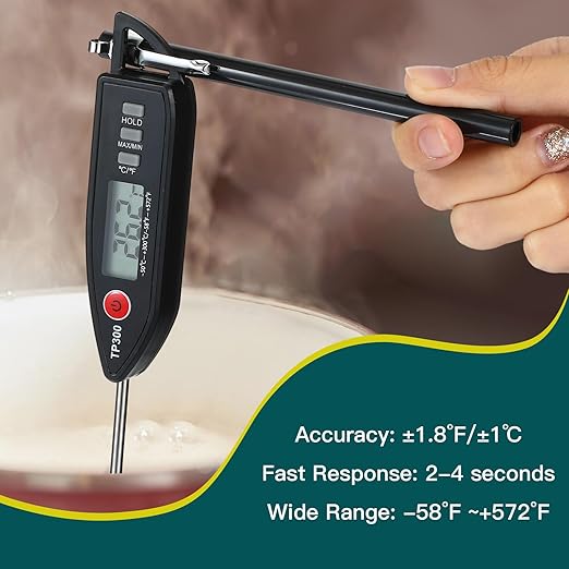 Copkim 3 Set Waterproof Food Thermometer for Water, Liquid, Candle and Cooking Digital Meat Thermometer with Long Probe Instant Read for Kitchen BBQ Grill Candy (Black)