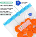 Higfra Reusable BPA Free Vacuum Sealer Bags (8.5 * 8.5in), 31 Pcs (24 Pcs Vacuum Zipper Bag & 2 Seal Clips & 5 Air Valves), Plastic, Clear, Double Zipper Seal, Microwaveable, Food Storage, Cooking