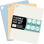Extra Thick Flexible Cutting Boards for Kitchen, Cutting Mats for Cooking, Colored Cutting Mat Set, Non-Slip Cutting Sheets, Flexible Plastic Cutting Board Set of 3, Serving Utensils 15"x12"