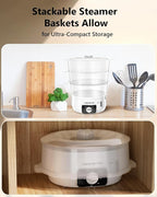 Electric Food Steamer for Cooking, 13.7QT Vegetable Steamer with 3 Tiers BPA-Free Baskets, 800W Fast Simultaneous Cooking, 60-Minute Timer, Ideal for Veggies Seafood Rice