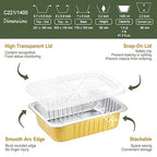 8.5" x 6.5" Heavy-Duty Aluminum Foil Pans with Lids, 47oz, 5 Pack – Extra-Thick Disposable Foil Containers for Oven, Baking, Freezer & Food Storage