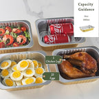 8" x 6" Heavy-Duty Aluminum Foil Pans with Snap-On Lids, 61oz, 5 Pack – Extra-Thick Disposable Foil Containers for Oven, Baking, Freezer & Food Storage