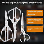 3PCS Heavy Duty Kitchen Scissors Set All Purpose - Stainless Steel Scissors Meat Scissors Dishwasher Safe Japanese Cooking Scissor for Food Paired with household tailor shears Gifts for Men Women