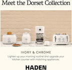 Haden Dorset 4 Slice Wide Slot Stainless Steel Toaster with Adjustable Browning Control & Non-Slip Feet, Ivory & Chrome