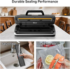 Newise 85Kpa Vacuum Sealer Machine - Kitchen Gifts, 10-in-1 Full Automatic Food Saver with Easy-Lock Handle, Built-in Cutter & Roll Storage for Dry/Moist Foods, Includes Bags & External Hose