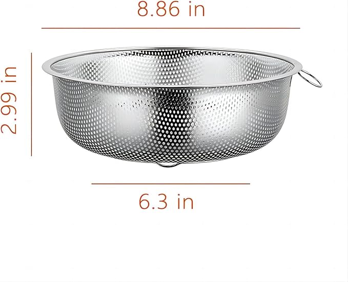 GREATLINK Food Pasta Colanders and Strainers for Kitchen Stainless Steel Collander, Kitchen Mesh Colander Large Metal Strainer for Pasta, Spaghetti, Berry, Veggies, Fruits, Noodles, Rice,Salads