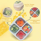 7 Pack Meal Prep Containers, 4 Compartment Bento Snack Boxes, Reusable Divided Lunch Box Containers for Adults, Kids, Toddlers, Travel, Work, School