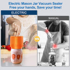 LOVE MOMENT Electric Mason Jar Vacuum Sealer Kit for Wide Mouth and Regular Mouth Mason Jar - Orange
