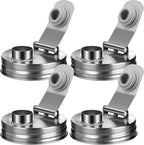 Mason Jar Pour Spout Lid Stainless Steel, Regular Mouth Pour Spout Flip Cap Lids for Mason Jars, Anticracking Leak Proof Seal Cover Airtight for Drinking Salad Dressing & Food Storing(4PCS)