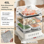 3 Layers/40l Food Steamer 800w Electric Multicookers | Automatic Heat Preservation Steamer Cookware | Touch The Visual Panel Hot Food Heater | Foldable Split Design