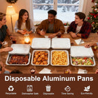 9x13 Aluminum Foil Pans with Lids - 25 Pack Disposable Half Size Deep Steam Table Tin Foil Pans for Oven Baking Cake, Roasting, Food Prepping, Storing, Freezing, Chafing
