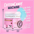 Nostalgia Vintage Cotton Candy Machine - Countertop Cotton Candy Maker With 2 Reusable Cones & 1 Sugar Scoop - Use Hard Candy or Sugar to Create Fluffy, Delicious Treats in Minutes-Pink