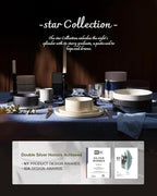 Famiware Star 18-Piece Reactive Glaze Plates and Bowls Sets, Service for 6 - Stoneware Dinnerware Set, Modern Rustic Ribbed Dishes, Chip/Scratch Resistant, Microwave/Dishwasher Safe, Matte Sage Green
